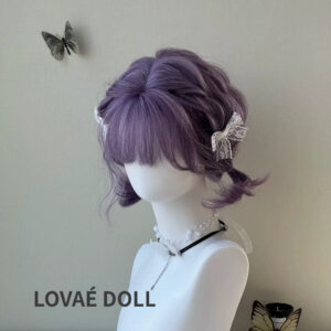 Purple Short Curly Sex Doll Wig 5
