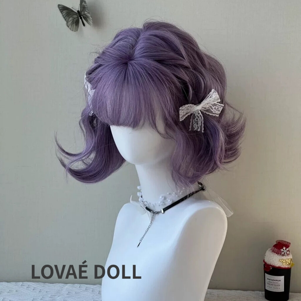 Purple Short Curly Sex Doll Wig