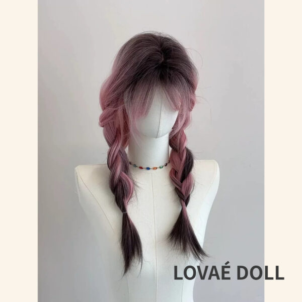 Long Pink and Black Ombre Straight Wig