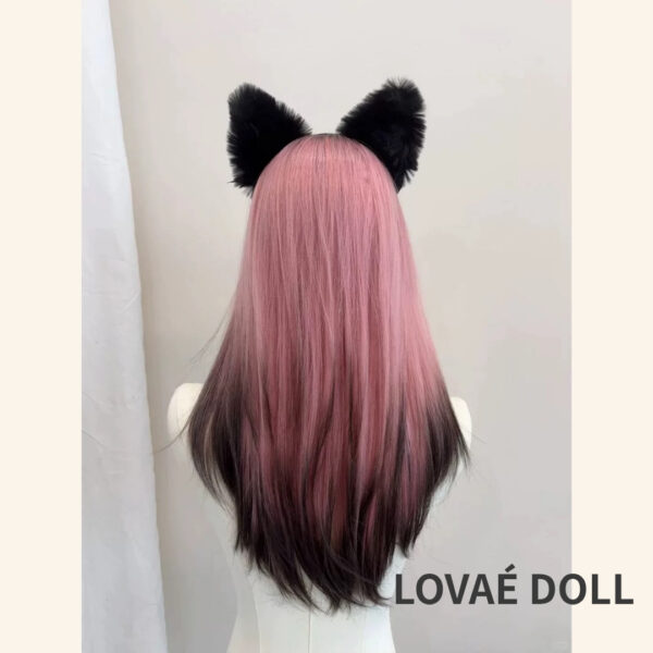 Long Pink and Black Ombre Straight Wig