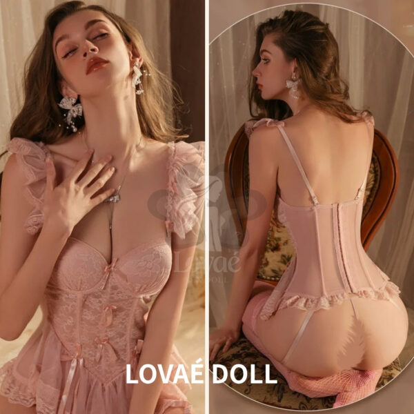 Pink French Lace Corset Dress