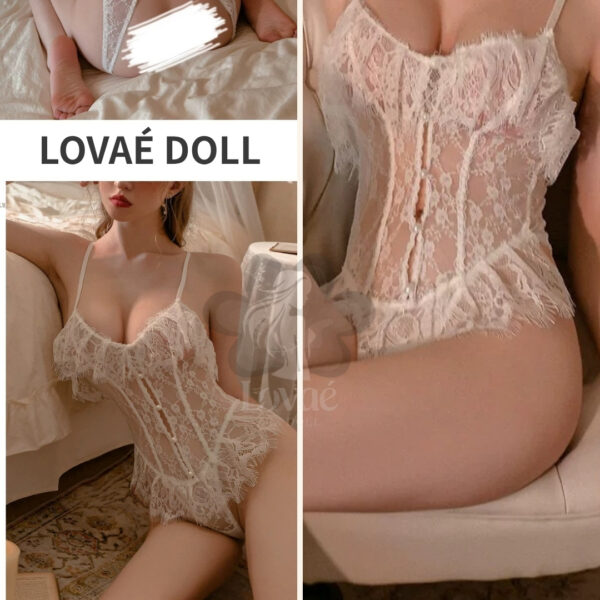 59 White Lace Bunny Bodysuit